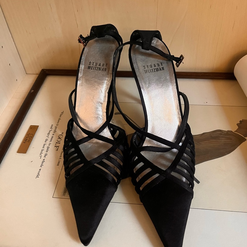 Vintage Stuart Weitzman Black Strappy Heels